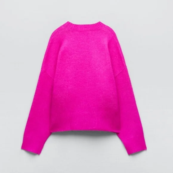 Zara Fuchsia Pullover Sweater Sz SMALL - Picture 8 of 12